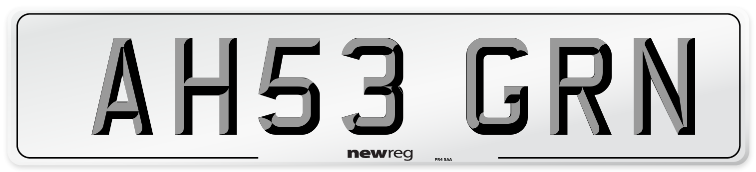 AH53 GRN Number Plate from New Reg